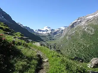 Bovenvallei van de Ponturin met de Grande Motte in de achtergrond