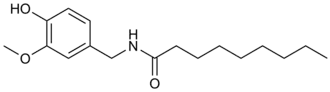 Structuurformule van pelargoonzuurvanillylamide