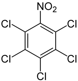 Structuurformule van pentachloornitrobenzeen