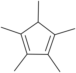 Structuurformule van pentamethylcyclopentadieen