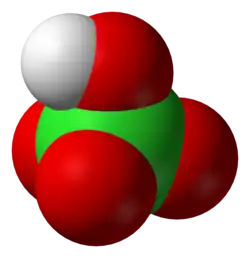 Molecuulmodel van waterstofperchloraat