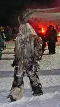 De Krampus in een processie in Klagenfurt, Oostenrijk