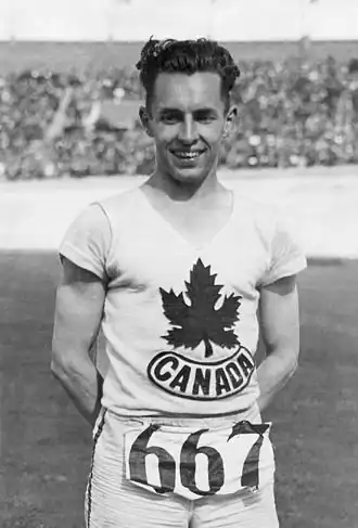 Percy Williams tijdens de Olympische Spelen 1928