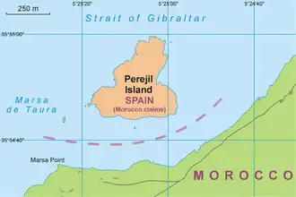 Kaart van Isla Perejil (Peterselie-eiland)