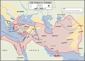 Achaemenidische Rijk in 490 v.Chr.