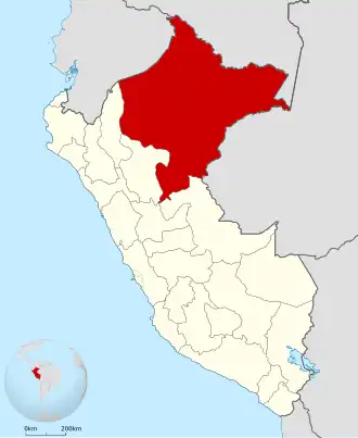 Ligging van Loreto in Peru