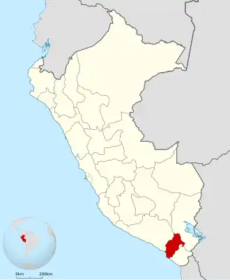 Ligging van Moquegua in Peru
