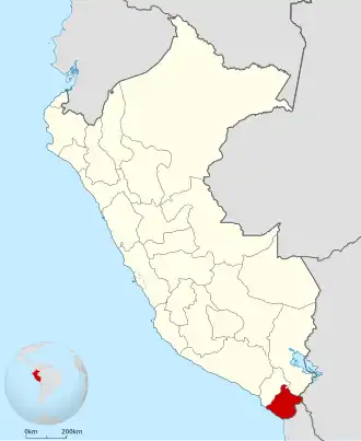 Ligging van Tacna in Peru