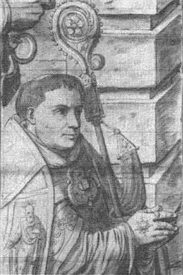 Portret van Van Suyren op een carton (werktekening van een van de Goudse glazen) gemaakt door Lambert van Noort naar een tekening van Wouter Crabeth