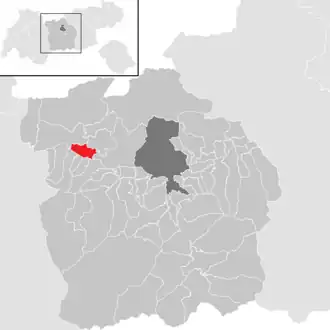 Ligging van Pettnau in het district Innsbruck Land