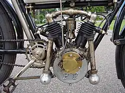 De letters "PF" in het motorblok staan voor "Peugeot Frères" (Gebroeders Peugeot)