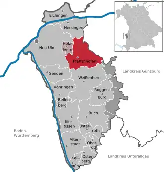 Kaart van Pfaffenhofen an der Roth