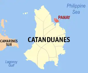 De locatie van Panay in de provincie Catanduanes