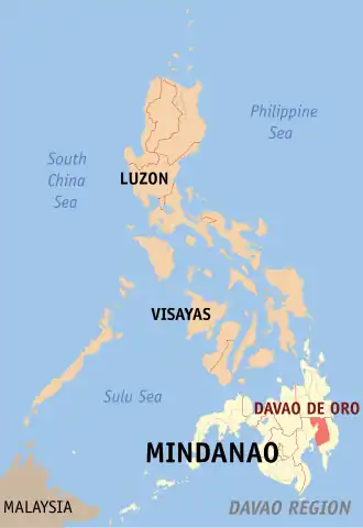 Locatie van Davao de Oro in de Filipijnen