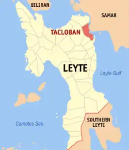 De Golf van Leyte ten oosten van het eiland Leyte