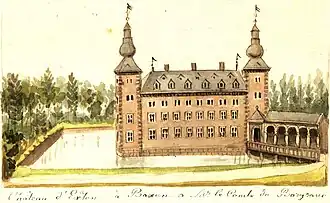 Tekening (ca. 1840-1860) van het Kasteel Exaten door Philippe van Gulpen