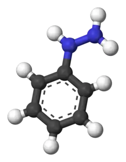 Molecuulmodel van fenylhydrazine