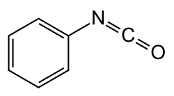 Structuurformule van fenylisocyanaat