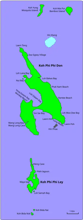 Kaart van Phi Phi-eilanden