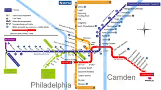Netwerkkaart van de Metro van Philadelphia