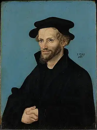 Philipp Melanchthon (1543) geschilderd door Lucas Cranach de Oude