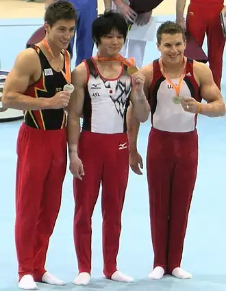 Philipp Boy, Kohei Uchimura en Jonathan Horton in 2010