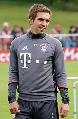 Philipp Lahm op de training in maart 2017