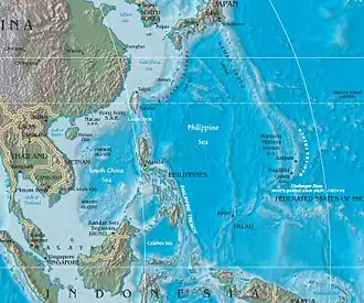 Detailkaart Filipijnenzee (Engels: Philippine Sea)