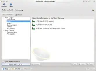 Instellingenscherm van Phonon