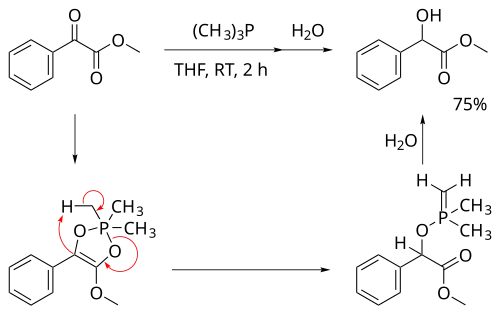 Reductie van een keton met trimethylfosfine