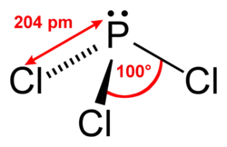 Structuurformule van fosfortrichloride