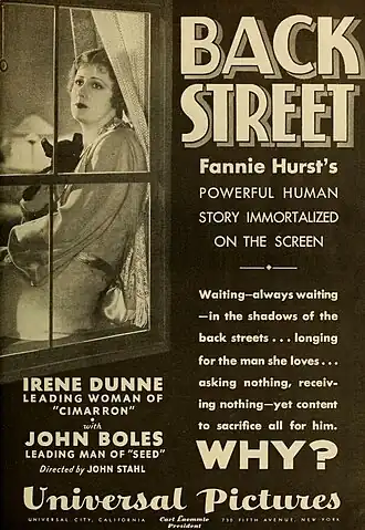 Advertentie voor Back Street