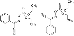 Structuurformule van foxim (beide isomeren)