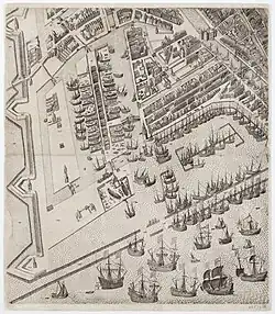 Kaart Pieter Bast met de Sint Antoniesluis midden-boven