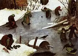 Spelende kinderen op het ijs