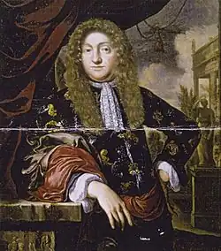 Schilderij van Pieter Leermans uit 1675-1699, met een vouw in het doek