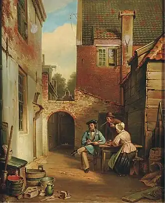 De kunstenaar bewonderend