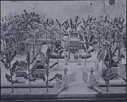 Maquette van Dijksterhuis op de tentoonstelling Groninger Borgen op Verhildersum in 1974