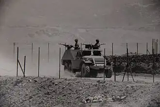Het hek tussen Israël en Jordanië in 1968.