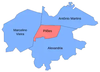 Pilões met omliggende gemeentes