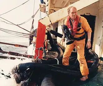 Pim Korver aan boord van de Herald of Free Enterprise, 1987