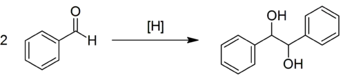Reactieverloop van de pinacolkoppeling met benzaldehyde
