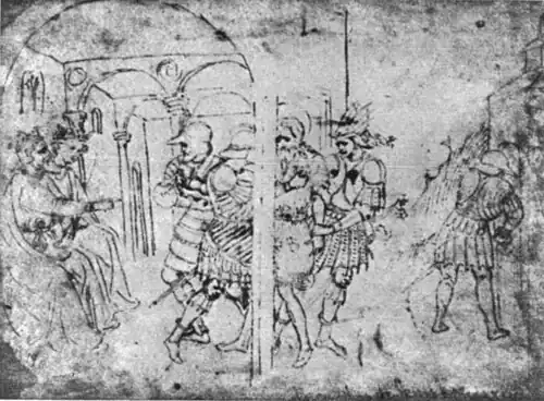 De arrestatie van Johannes de Doper, ca. 1431, pen en inkt op perkament, 18,2&nbsp;×&nbsp;25,9, British Museum (Londen), inv. 1947.10.11.20