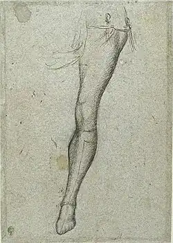 Been, inv. 2275v, ca. 1433-1438, pen en sporen van potlood op grijs papier, 24,7&nbsp;×&nbsp;17,4