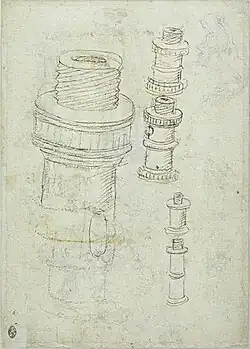 Vuurwapens, inv. 2295v, ca. 1440-1450, pen en sporen van potlood op papier, 28&nbsp;×&nbsp;20,7