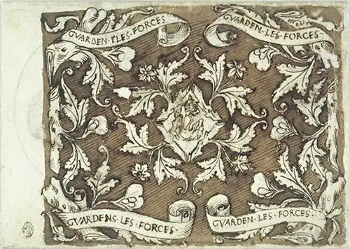 Siermotieven, inv. 2306v, ca. 1449, pen en inkt op papier, 14,8&nbsp;×&nbsp;20,5