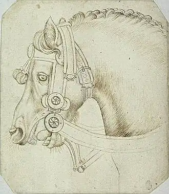 Hoofd van een paard, inv. 2362, ca. 1433-1438, pen en potlood op papier, 21&nbsp;×&nbsp;16