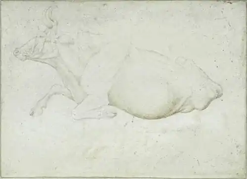 Melkkoe, inv. 2410, zilverstift op perkament, 17&nbsp;×&nbsp;23,1