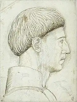Portret van Alfonso V van Aragón in profiel, inv. 2481r, ca. 1449, pen en sporen van zwart potlood op papier, 28&nbsp;×&nbsp;21,2