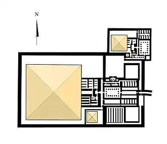 Plattegrond van het piramidecomplex van Djedkare